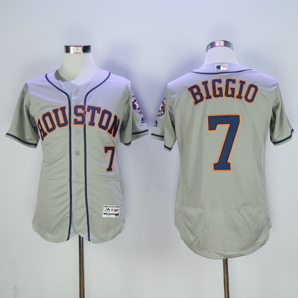 Men Houston Astros #7 Biggio Grey MLB Jerseys